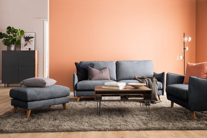 Trend Lyx 2-Pers. Sofa - Mørkegrå/Eg - 2 personers sofa