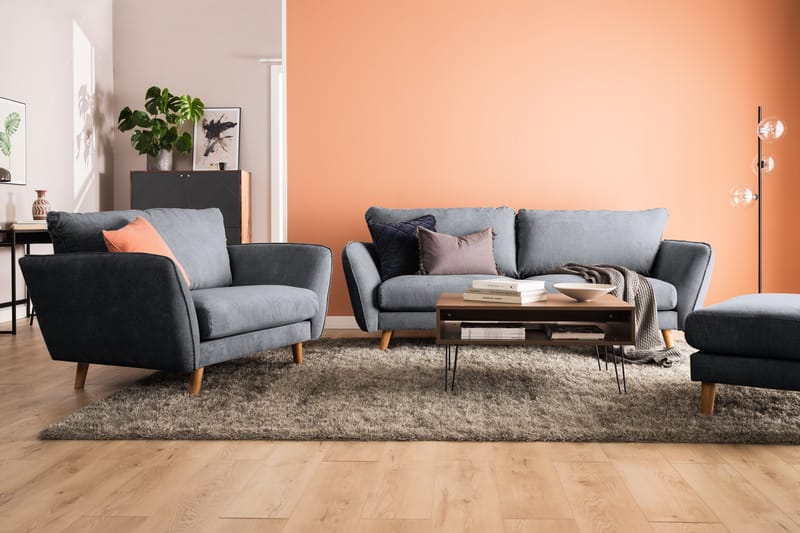 Trend Lyx 2-Pers. Sofa - Mørkegrå/Eg - 2 personers sofa