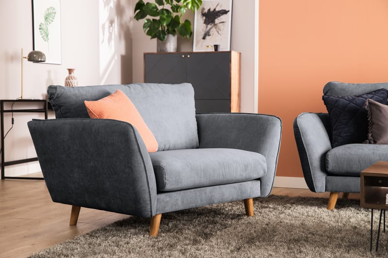 Trend Lyx 2-Pers. Sofa - Mørkegrå/Eg - 2 personers sofa