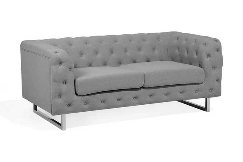 Vissland 2-personers Tuftet Sofa i Stof med Metalben, Grå