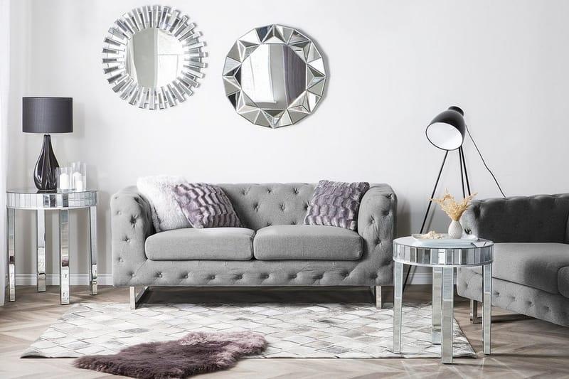 Vissland 2-personers Tuftet Sofa i Stof med Metalben - Grå - Møbler - Sofaer - 2 personers sofa