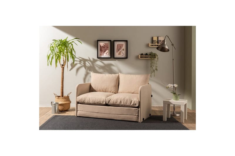 2-sæders sovesofa Rubby (128 x 70 x 66 cm) Beige - Beige - Møbler - Sofaer - Sovesofaer