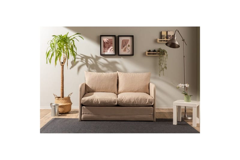 2-sæders sovesofa Rubby (128 x 70 x 66 cm) Beige - Beige - Møbler - Sofaer - Sovesofaer
