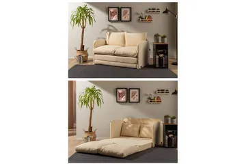 2-sæders sovesofa Rubby (128 x 70 x 66 cm) Creme - Creme - Møbler - Sofaer - Sovesofaer
