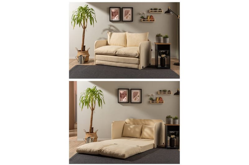 2-sæders sovesofa Rubby (128 x 70 x 66 cm) Creme - Creme - Møbler - Sofaer - Sovesofaer