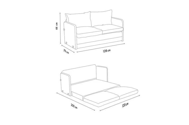 2-sæders sovesofa Rubby (128 x 70 x 66 cm) Petrolgrøn - Petrolgrøn - Møbler - Sofaer - Sovesofaer