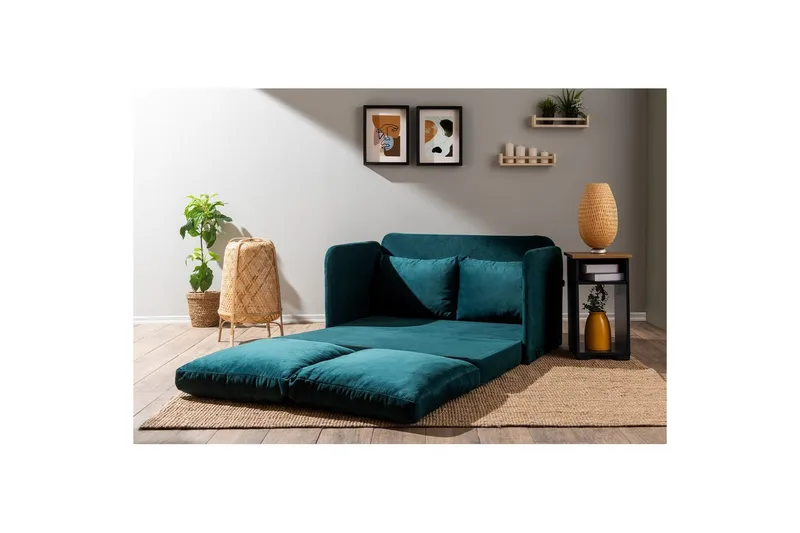 2-sæders sovesofa Rubby (128 x 70 x 66 cm) Petrolgrøn - Petrolgrøn - Møbler - Sofaer - Sovesofaer