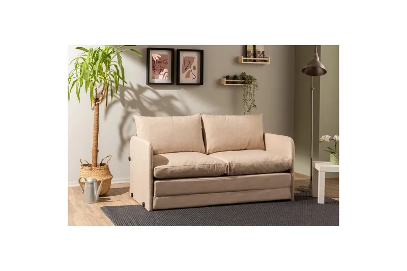 2-sæders sovesofa Rubby (148 x 70 x 66 cm) Beige - Beige - Møbler - Sofaer - Sovesofaer
