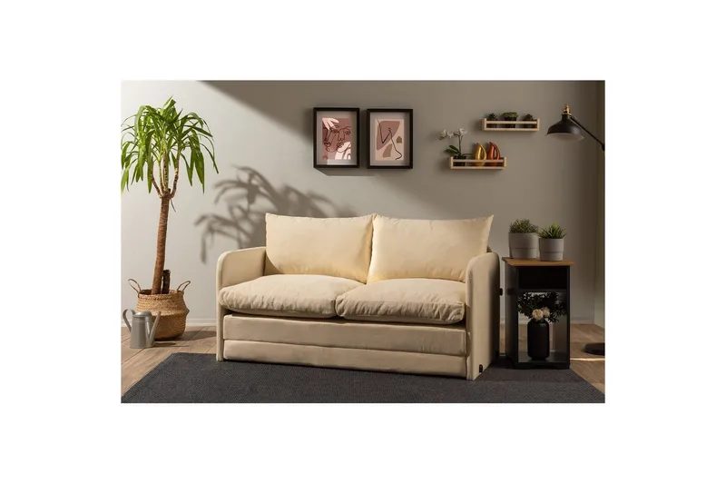 2-sæders sovesofa Rubby (148 x 70 x 66 cm) Creme - Creme - Møbler - Sofaer - Sovesofaer