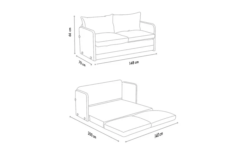 2-sæders sovesofa Rubby (148 x 70 x 66 cm) Creme - Creme - Møbler - Sofaer - Sovesofaer