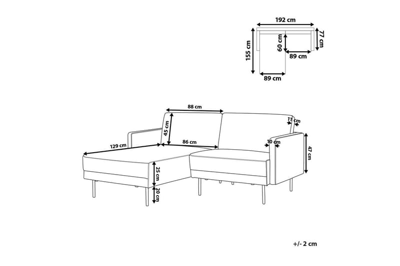 2-sitssoffa Beliani Breda Högervänd Left-faced - Møbler - Sofaer - Sofa med chaiselong
