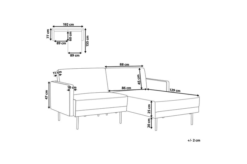 2-sitssoffa Beliani Breda Högervänd Right-faced - Møbler - Sofaer - Sofa med chaiselong