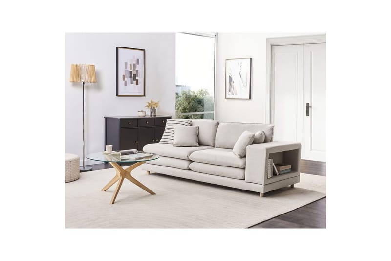 2-sitssoffa Beliani Heden Beige/ljust trä Beige||Light colored wood - Møbler - Sofaer - 2 personers sofa