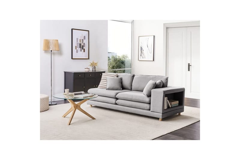 2-sitssoffa Beliani Heden Beige/ljust trä NO_BRAND Grey||Light colored wood - Møbler - Sofaer - 2 personers sofa