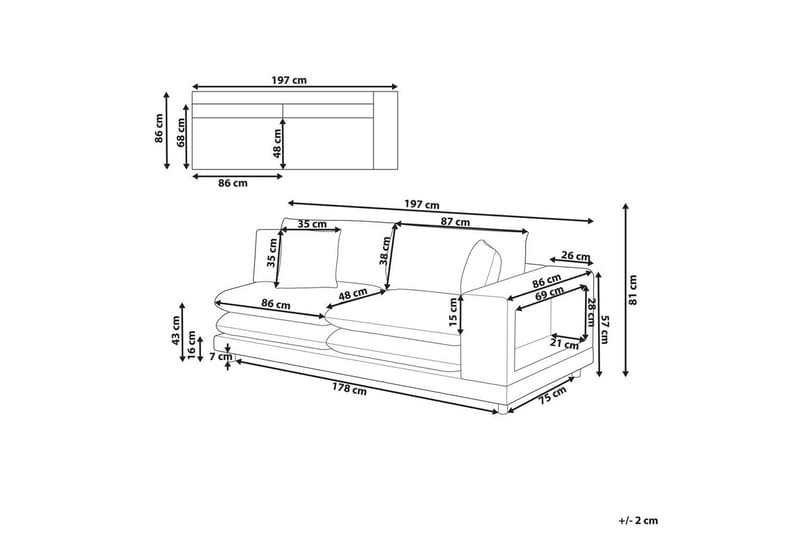2-sitssoffa Beliani Heden Beige/ljust trä NO_BRAND Grey||Light colored wood - Møbler - Sofaer - 2 personers sofa
