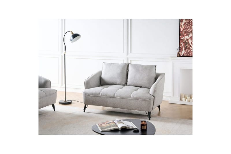 2-sitssoffa Beliani Hobro Brun, Svart Grey - Grå - Møbler - Sofaer - 2 personers sofa