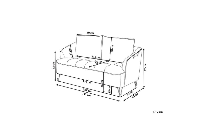 2-sitssoffa Beliani Hobro Brun, Svart Grey - Grå - Møbler - Sofaer - 2 personers sofa