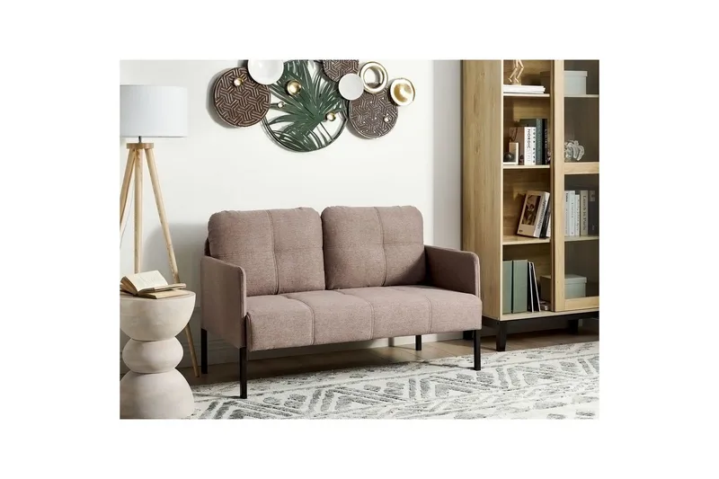 2-sitssoffa Beliani Lahti Beige, svart Brown||Black - Møbler - Sofaer - 2 personers sofa