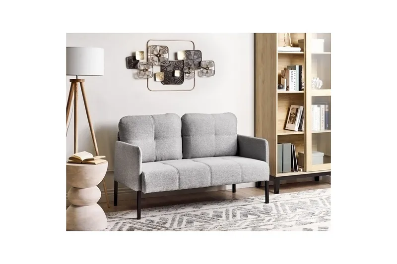 2-sitssoffa Beliani Lahti Beige, svart Light grey||Black - Møbler - Sofaer - 2 personers sofa