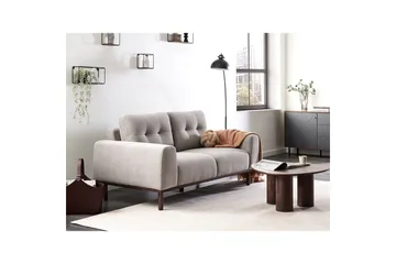 2-sitssoffa Beliani Laurila Beige, mörkt trä Grey||Dark colored wood - Møbler - Sofaer - 2 personers sofa