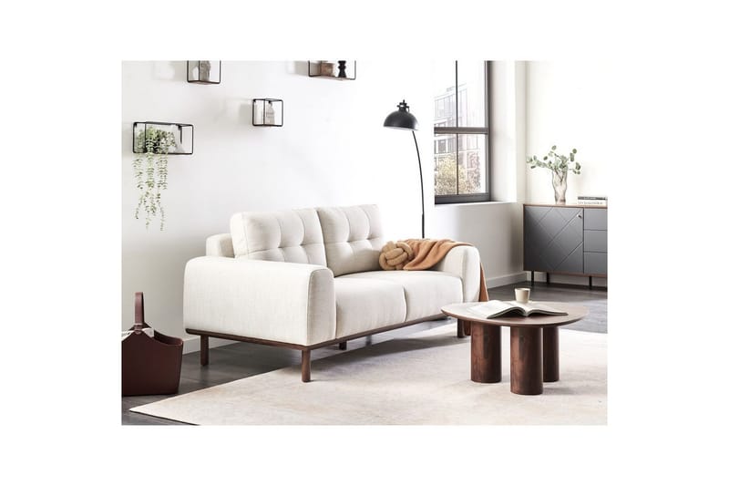 2-sitssoffa Beliani Laurila Beige, mörkt trä NO_BRAND Beige||Dark colored wood - Møbler - Sofaer - 2 personers sofa