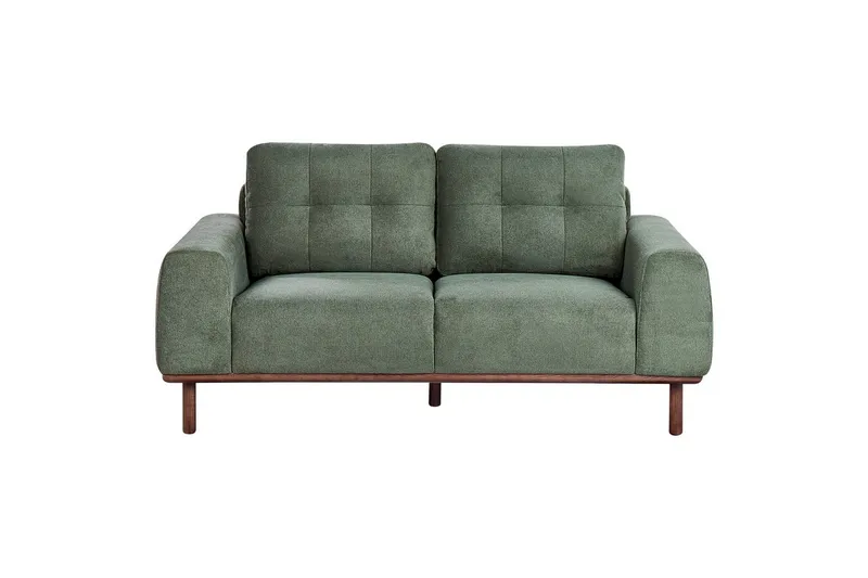 2-sitssoffa Beliani Laurila Beige, mörkt trä NO_BRAND Green||Dark colored wood, undefined