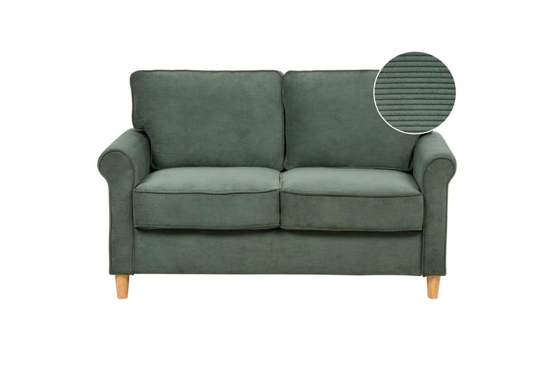 2-sitssoffa Beliani Ronneby Beige, ljust trä Dark green||Light colored wood, undefined