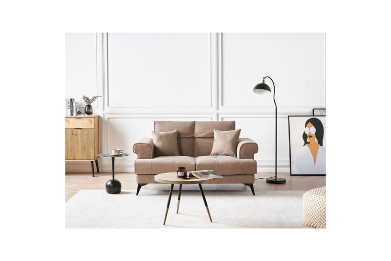 2-sitssoffa Beliani Skive Beige Brown - Brun - Møbler - Sofaer - 2 personers sofa