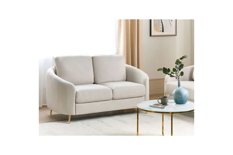 2-sitssoffa Beliani Trosa Beige, guld Beige||GOLD - Møbler - Sofaer - 2 personers sofa