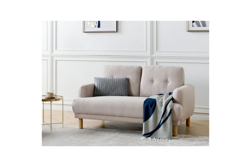 2-sitssoffa Beliani Tuve Beige, ljust trä, Bouclé Beige||Light colored wood VALUE_MISSING_2 - Møbler - Sofaer - 2 personers sofa