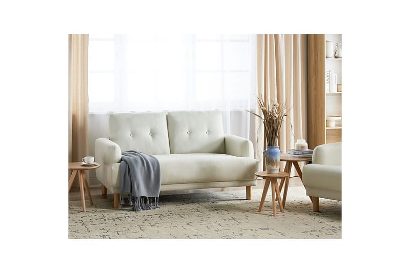 2-sitssoffa Beliani Tuve Beige, ljust trä, Bouclé White||Light colored wood VALUE_MISSING_4 - Møbler - Sofaer - 2 personers sofa