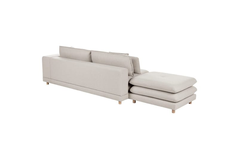 2-sitssoffa med fotpall Beliani Heden Beige/ljust trä Beige||Light colored wood - Møbler - Sofaer - 2 personers sofa