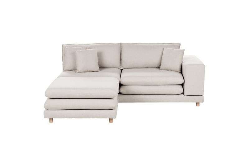 2-sitssoffa med fotpall Beliani Heden Beige/ljust trä Beige||Light colored wood - Møbler - Sofaer - 2 personers sofa