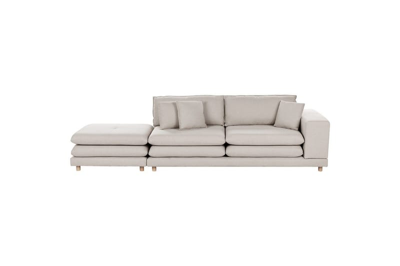 2-sitssoffa med fotpall Beliani Heden Beige/ljust trä Beige||Light colored wood - Møbler - Sofaer - 2 personers sofa