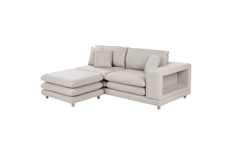 2-sitssoffa med fotpall Beliani Heden Beige/ljust trä Beige||Light colored wood - Møbler - Sofaer - 2 personers sofa