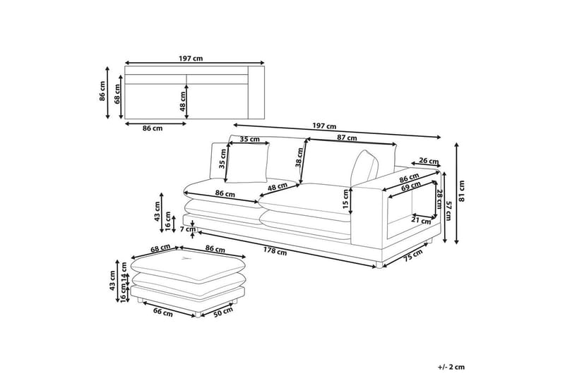 2-sitssoffa med fotpall Beliani Heden Beige/ljust trä Beige||Light colored wood - Møbler - Sofaer - 2 personers sofa