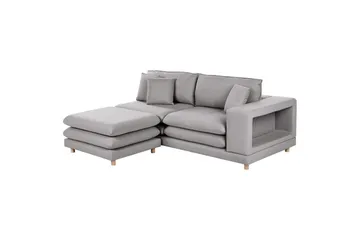 2-sitssoffa med fotpall Beliani Heden Beige/ljust trä Grey||Light colored wood - Møbler - Sofaer - 2 personers sofa