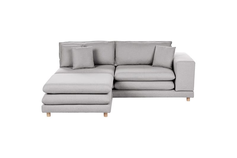 2-sitssoffa med fotpall Beliani Heden Beige/ljust trä Grey||Light colored wood - Møbler - Sofaer - 2 personers sofa