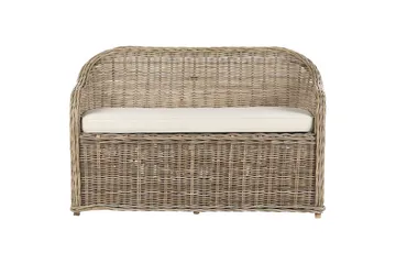 2-sitssoffa med fotpall Beliani Susua Nature||White - Havemøbler - Havesofaer & bænke - Havesofaer