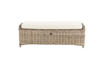 2-sitssoffa med fotpall Beliani Susua Nature||White - Havemøbler - Havesofaer & bænke - Havesofaer