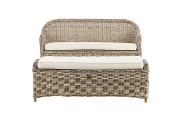 2-sitssoffa med fotpall Beliani Susua Nature||White - Havemøbler - Havesofaer & bænke - Havesofaer