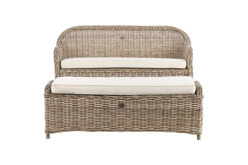 2-sitssoffa med fotpall Beliani Susua Nature||White - Havemøbler - Havesofaer & bænke - Havesofaer