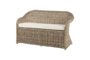 2-sitssoffa med fotpall Beliani Susua Nature||White - Havemøbler - Havesofaer & bænke - Havesofaer