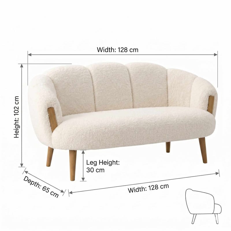 2-personers sofa Atelier Del Sofa Star (128 x 102 x 65 cm) Creme - Møbler - Sofaer - 2 personers sofa