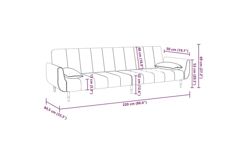 2-personers sovesofa med 2 puder fløjl mørkegrøn - Grøn - Møbler - Sofaer - Sovesofaer