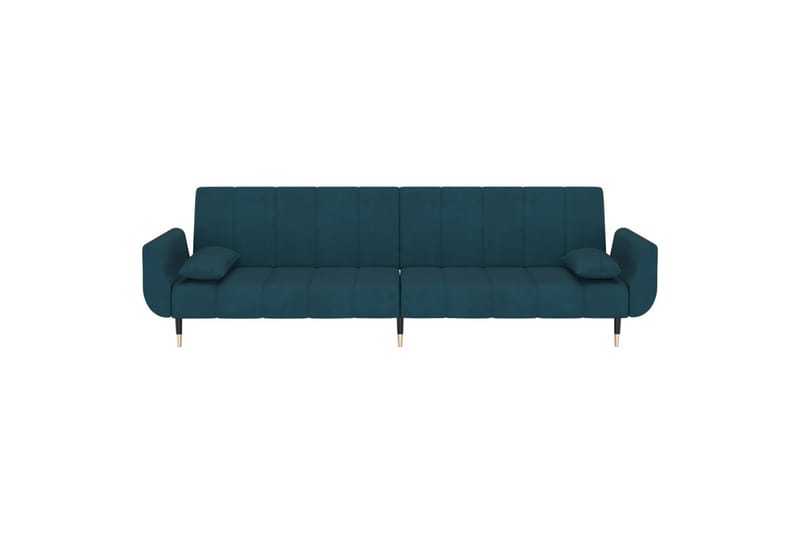 2-personers sovesofa med 2 puder fløjl blå - Blå - Møbler - Sofaer - Sovesofaer