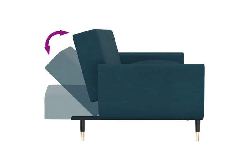 2-personers sovesofa med 2 puder fløjl blå - Blå - Møbler - Sofaer - Sovesofaer