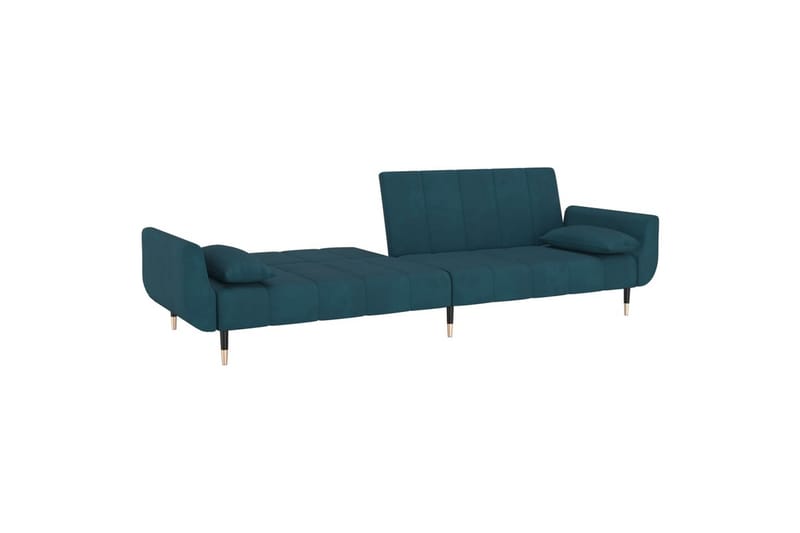 2-personers sovesofa med 2 puder fløjl blå - Blå - Møbler - Sofaer - Sovesofaer
