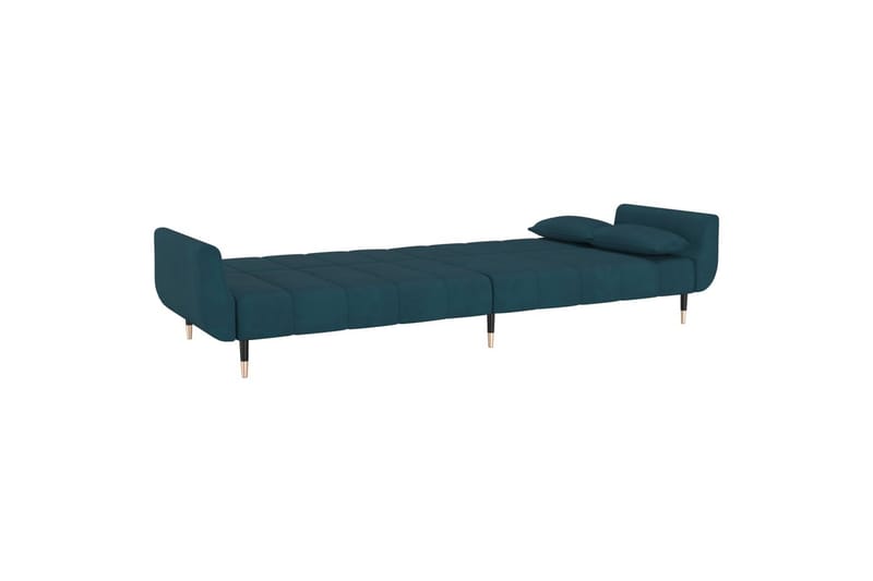 2-personers sovesofa med 2 puder fløjl blå - Blå - Møbler - Sofaer - Sovesofaer