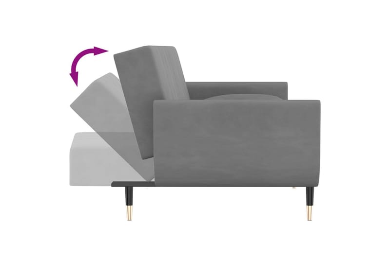 2-personers sovesofa med 2 puder fløjl lysegrå - Grå - Møbler - Sofaer - Sovesofaer